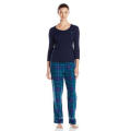 Algodão Top e Plush Pant Pajama Set com Gift Packing